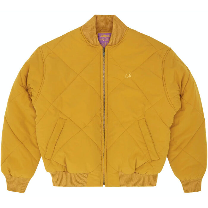 Vestes Corteiz Olde English Quilted Bomber Jaune | DWD-3413507