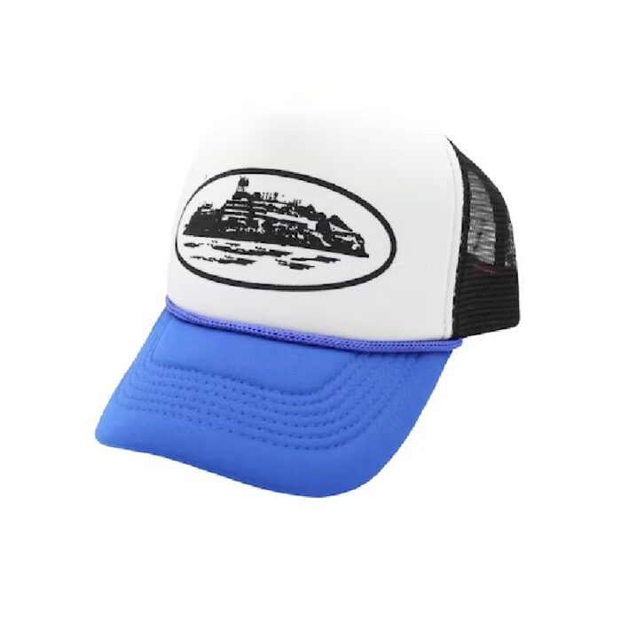 Chapeaux Corteiz Alcatraz Trucker Noir Bleu Royal | JCG-0423659